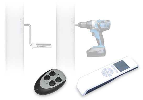 Schließfunktion mit Handkurbel, Akkuschrauber oder Funkfernsteuerung